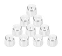 sourcing map 10 manopole push on fit per potenziometro da 6 mm di diametro, manopola di controllo bianco-argento per il controllo del tono del volume, parti di chitarra e basso, cromate