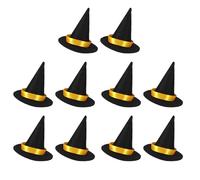 sourcing map 10 mini cappelli magici per bottiglie di vino, in feltro, per feste, decorazioni per torte, decorazioni per feste di Halloween, bomboniere, accessori fai da te, colore nero