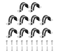 sourcing map 10 morsetti per cavi da 30 mm, in acciaio inossidabile 304, rivestiti in gomma, con cuscinetto isolante, supporto a U, con viti autofilettanti, per installazione di cavi tubi, nero