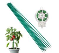 sourcing map 10 pali in legno per piante da giardino, 0,5 x 50 cm, bastoncini di bambù da giardinaggio, con filo rivestito in PVC da 1,8 m, per piante in vaso da interni, verde