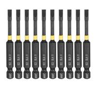 sourcing map 10 punte per cacciavite a percussione SL4 da 4 mm, punta scanalata da 1/4", gambo esagonale da 70 mm, punte magnetiche lunghe per cacciavite a testa piatta, in acciaio fosfatato S2 per