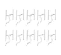 sourcing map 10 set di chiusure a scorrimento con chiusura a moschettone e catena di estensione, tubo da 40 mm, estremità a crimpare per fai da te, tonalità argento