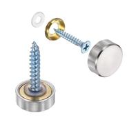 sourcing map 10 tappi per viti, in ottone, piatti a specchio, tappi decorativi per chiodi, per pubblicità e costruzioni, diametro 14 mm, argento spazzolato