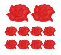 sourcing map 10 toppe autoadesive a forma di rosa, 4,6 x 4,8 cm, simpatiche toppe ricamate da cucire, per abbigliamento, giacche, zaini, scarpe, accessori fai da te, borse, rosso brillante