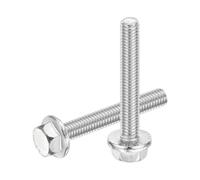 sourcing map 10 viti esagonali con flangia seghettata, M6 x 40 mm, in acciaio inossidabile 304, con testa esagonale, flangiata, per uso domestico, macchine utensili e progetti fai da te, argento