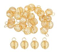 sourcing map 100 ciondoli a forma di gabbia a spirale, 9 x 8 mm, per collane e collane con gabbia cava per la creazione di gioielli, tonalità oro