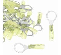 sourcing map 100 connettori ad anello termorestringenti # 3/8" in rame stagnato isolato ad anello terminale a crimpare calibro 12-10 per progetti chimici industriali elettrici, giallo