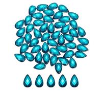 sourcing map 100 gemme a goccia in acrilico con retro piatto, 6 x 10 mm, strass artificiali per fai da te, perline, feste di nozze, pittura del viso, creazione di gioielli, blu e verde
