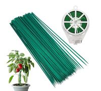 sourcing map 100 pali in legno per piante da giardino, 0,4 x 40 cm, bastoncini di bambù da giardinaggio, con filo rivestito in PVC da 100 m, per piante in vaso da interni, verde