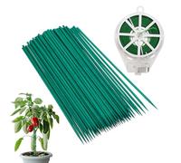 sourcing map 100 pali in legno per piante da giardino, 0,5 x 30 cm, bastoncini di bambù da giardinaggio, con filo rivestito in PVC da 100 m, per piante in vaso da interni, verde