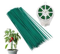 sourcing map 100 pali in legno per piante da giardino, 0,5 x 45 cm, bastoncini di bambù da giardinaggio, con filo rivestito in PVC da 100 m, per piante in vaso da interni, verde