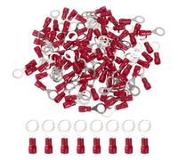 sourcing map 100 pezzi RV1.25-6 anelli isolati connettori per fili elettrici terminali per fili kit di connettori a crimpare 22-16 AWG, per progetti elettrici, industria chimica industriale, rosso