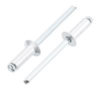sourcing map 100 rivetti ciechi in alluminio da 3/16 x 1/2", impugnatura in alluminio e mandrino in acciaio, rivetti a testa svasata lunghi per metallo, mobili, automobili, argento