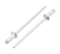 sourcing map 100 rivetti ciechi in alluminio da 3/32" x 1/4", impugnatura in alluminio e mandrino in acciaio, rivetti lunghi a testa a cupola, per metallo, mobili, automobili, argento