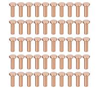 sourcing map 100 rivetti in rame solido, 1/8" x 25/64" rivetti a testa piatta in metallo per applicazioni elettriche, forniture per la lavorazione della pelle