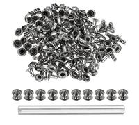 sourcing map 100 rivetti rotondi da 6 mm, per pelle, punk, decorazione per pelle, con perforatore, per nail head, abbigliamento, cinture, borse, scarpe, colore grigio