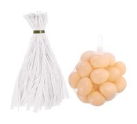 sourcing map 100 sacchetti a rete riutilizzabili, 35 cm, rete in nylon con chiusure ad anello, sacchetti elastici per la cova delle uova per conservare frutta e verdura, colore bianco