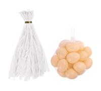 sourcing map 100 sacchetti a rete riutilizzabili, 40 cm, rete in nylon con chiusure ad anello, sacchetti elasticizzati per conservare frutta e verdura, colore bianco