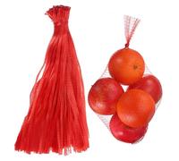 sourcing map 100 sacchetti in rete riutilizzabili, 35 cm, per cova uova, lavabili, traspiranti, rete elastica per frutta, frutti di mare, verdure, cipolle, spesa, rosso