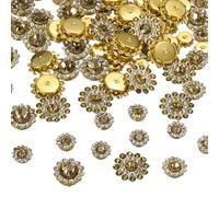 sourcing map 100 strass da cucire, 8 mm, 100 mm, 12 mm, 14 mm, in cristallo, a forma di fiore, base in metallo, per vestiti, scarpe, orecchini, cinture, artigianato, colore: giallo
