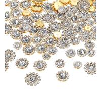 sourcing map 100 strass da cucire, 8 mm, 100 mm, 12 mm, 14 mm, in vetro, a forma di fiore, base in metallo, per vestiti, scarpe, orecchini, cinture, artigianato, colore: bianco trasparente