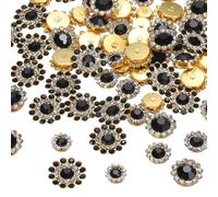 sourcing map 100 strass da cucire, 8 mm, 100 mm, 12 mm, 14 mm, in vetro, a forma di fiore, base in metallo, per vestiti, scarpe, orecchini, cinture, artigianato, colore: nero