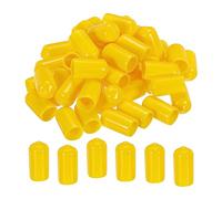 sourcing map 100 tappi terminali in gomma da 10 mm, protezione per viti in vinile e PVC, tappi rotondi per scaffali, bulloni, tubi, recinzioni, colore giallo
