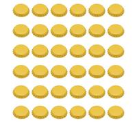 sourcing map 108 tappi per bottiglie di birra assorbenti, 32 mm, tappi a corona per bibite, birra, vino, bottiglie di vetro per birra fatta in casa, ciondoli fai da te o album di ritagli, giallo