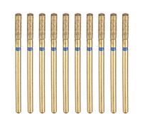 sourcing map 10pcs 120-140 Grane Diamante Rettifica Bit 2.5mm Testa Cilindro 2.35mm Gambo 10mm Lunghezza Titanio Placcato Pietra Levigatura Punte Rotary Tool per Unghie Rettifica Lucidatura