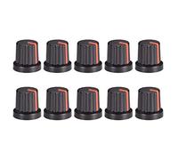 sourcing map 10Pcs 6mm Albero Foro Pomello per Altoparlante Effetto Pedale Amplificatore Nero Potenziometro Manopola Rosso Mark