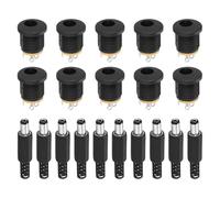 sourcing map 10pcs DC5521 Jack di Alimentazione Femmina Montaggio A Pannello Connettore+10pcs DC5521 Spina Maschio per Chitarra, Car Audio, Alimentazione