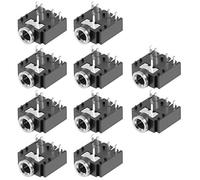 sourcing map 10Pcs PCB Mount 3.5mm 5 Pin Presa Cuffie Stereo Jack Audio Video Connettore Nero PJ-3F07