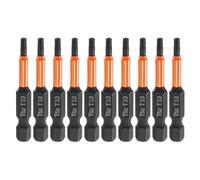 sourcing map 10pcs T10 Torx Testa Cacciavite Bit 2" (50mm) Lungo 1/4 "Hex Shank Magnetico Nessun Foro A Prova di Manomissione 6 Point Star Screw Driver Punte Trapano Fosfato S2 Acciaio Utensili