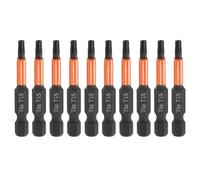 sourcing map 10pcs T15 Torx Testa Cacciavite Bit 2" (50mm) Lungo 1/4 "Hex Shank Magnetico Nessun Foro A Prova di Manomissione 6 Point Star Screw Driver Punte Trapano Fosfato S2 Acciaio Utensili