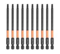 sourcing map 10pcs T20 Torx Testa Cacciavite Bit 4 "(100mm) Lungo 1/4 "Hex Shank Magnetico Senza Foro A Prova di Manomissione 6 Point Star Screw Driver Drill Bit Fosfato S2 Acciaio Utensili Elettrici