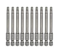sourcing map 10pcs T25 Torx Testa Cacciavite Bit 1/4 "Hex Shank 3" (75mm) Lungo Magnetico No Hole Tip Tamper Proof 6 Point Star Screw Driver Drill Bit S2 Acciaio Industriale Potenza Cacciaviti