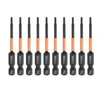sourcing map 10pcs T7 Torx Testa Cacciavite Bit 2.6 "(65mm) Lungo 1/4 "Hex Shank Magnetico Nessun Foro A Prova di Manomissione 6 Point Star Screw Driver Drill Bit Fosfato S2 Acciaio Utensili Elettrici