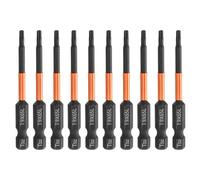 sourcing map 10pcs T9 Torx Testa Cacciavite Bit 2.6 "(65mm) Lungo 1/4 "Hex Shank Magnetico Nessun Foro A Prova di Manomissione 6 Point Star Screw Driver Drill Bit Fosfato S2 Acciaio Utensili Elettrici
