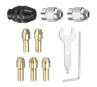 sourcing map 10pcs Trapano Mandrino Collet Set 0.5/0.8/1/1.2/1.5mm Mini Smerigliatrice Elettrica Sostituzione Rapida Sostituzione Strumento di Perforazione per Utensili Rotanti con 485 Ottone Collet