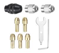 sourcing map 10pcs Trapano Mandrino Collet Set 0.8/1.2/1.8/2.4/3.2mm Mini Smerigliatrice Elettrica Sostituzione Rapida Sostituzione Strumento di Perforazione per Utensili Rotanti con 485 Ottone Collet