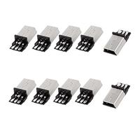 sourcing map 10pz Mini USB 5 Perno Tipo B Maschio Connettore PCB Supporto Saldare Jack