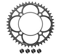 sourcing map 110BCD - Corona per bicicletta 44 denti, 7/8/9/10/11 velocità, diametro 183,68 mm, rotonda, in alluminio, a denti stretti e larghi, con viti, per MTB e bici da strada, colore nero
