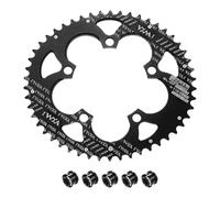 sourcing map 110BCD - Corona per bicicletta 50T, 9/10/11/12 velocità, diametro 215 mm, rotonda, in alluminio, a denti stretti e larghi, con viti, per MTB e bici da strada, colore nero