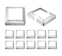 sourcing map 12 coperture per base per palo, 15,2 x 15,2 cm (dimensioni interne 10,2 x 10,2 cm), gonna in metallo stile spaccato, per pali recinzioni, ringhiere per ringhiere per scale, argento