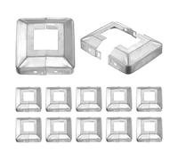 sourcing map 12 coperture per base per palo, 8,3 x 8,3 cm (dimensioni interne 3,2 x 3,2 cm), gonna in metallo stile spaccato, per pali recinzioni, ringhiere per ringhiere per scale, argento