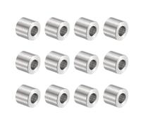 sourcing map 12 distanziatori in acciaio inossidabile, foro da 6,2 mm x 12 mm OD x 10 mm di lunghezza, boccola a vite, finitura liscia, distanziatori rotondi in metallo per viti, bulloni e aste M6, 12