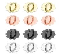 sourcing map 12 ganci per telefono da 24 mm, adesivi in metallo a forma di girasole, per custodie, tablet, accessori fai da te, decorazione per supporto, nero, argento, oro, oro rosa