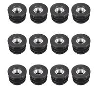 sourcing map 12 inserti per tubi rotondi con filettatura M8, per tubi rotondi da 22 mm di diametro, tappi rotondi in plastica nera per sedie e gambe di mobili