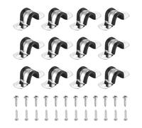 sourcing map 12 morsetti per cavi da 16 mm, in acciaio inossidabile 304, rivestiti in gomma, con cuscinetto isolante, supporto a U, con viti M4 x 20 mm, per installazione di tubi flessibili, nero