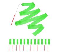 sourcing map 12 nastri per danza verde intenso, nastri per ginnastica, nastri rotanti per feste di compleanno, decorazioni con stelle filanti, nastro da circo e carnevale da 2 m con bacchette